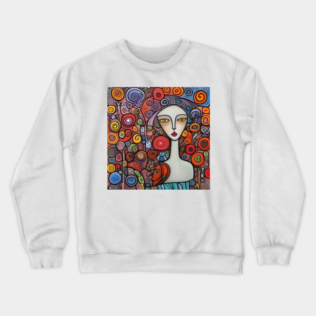 Woman with flowers Crewneck Sweatshirt by Colin-Bentham